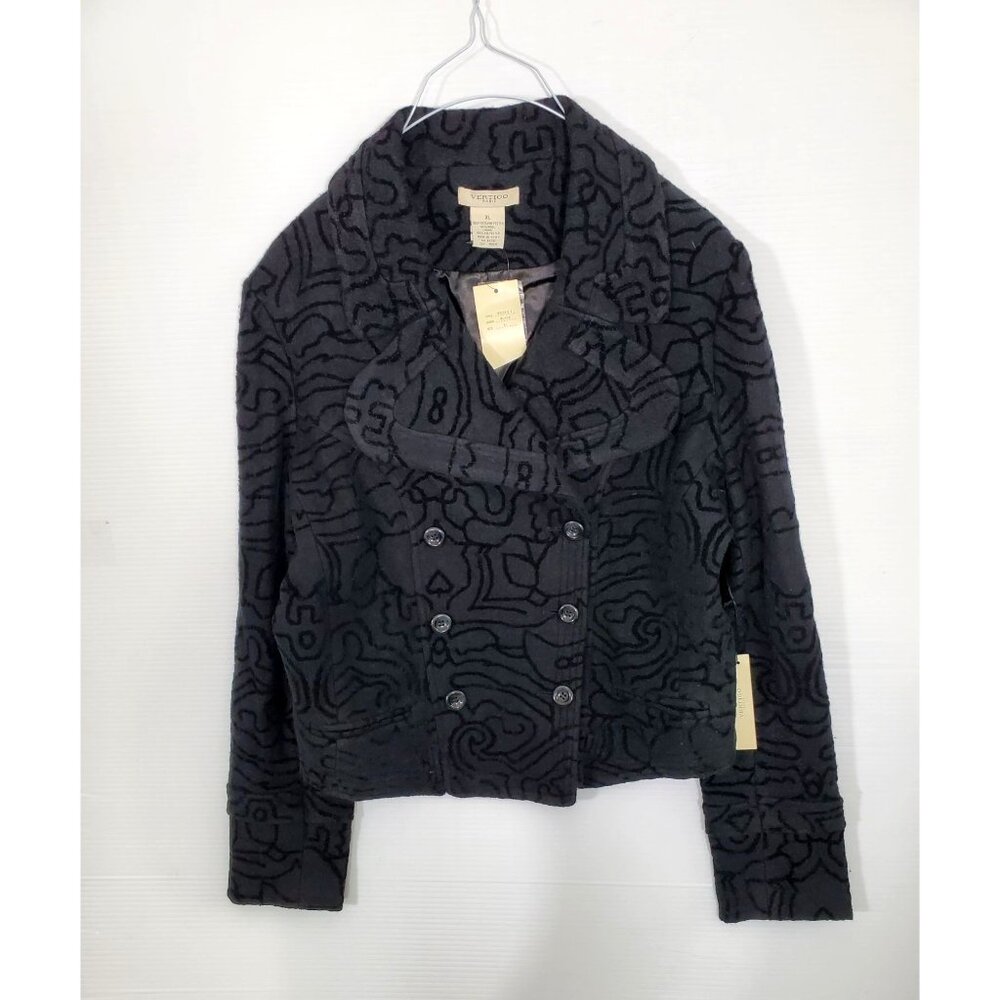 NWT Vertigo Paris Women's Black Wool Modern Day Pea Coat Size XL 1122 - Picture 9 of 13